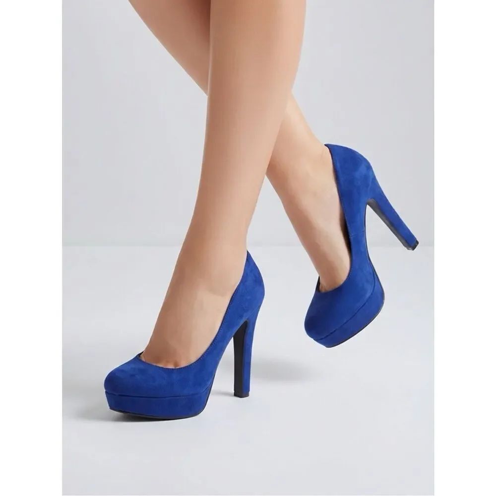 Blue Suede 5.5” Heels Size 7 by Charlotte Russe